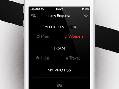 Pure – request app black white dark dating flat ios iphone simple social