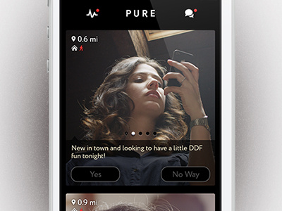 Pure — matches app black white dark dating flat ios iphone minimal photo simple social