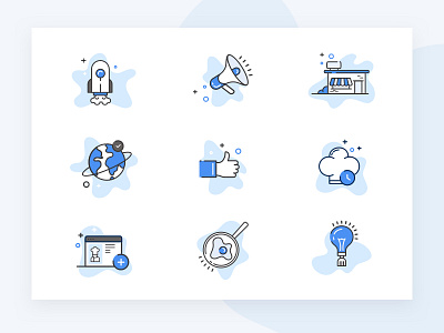 Web icons design icons idea illustrations line marketing minimal neat shop startup