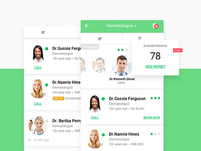 Find my Doc. app appointment dashboard doctor interaction list material mobile neat ui ux