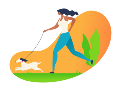 Healthy Life Illustration dog dribbble fitness garden girl hair illustration jogging plant running ui