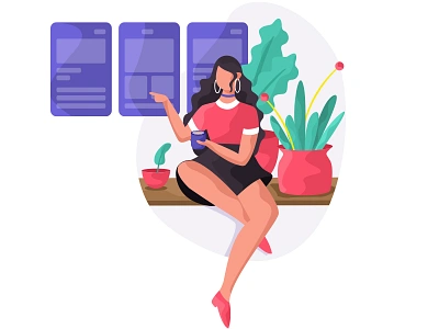 Search & Swipe app girl icon illustration leaf mobile plants swipe ui web