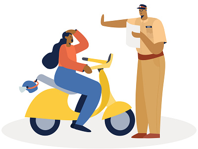 Oops ! bike crime design girl graphic illustration insurance police policy ui