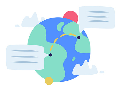Say Good Day chat chat box cloud earth graphic illustration location pin planet sun ui ux