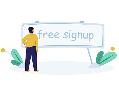 Free Signup app boy design icon illustration leaf minimal mobile office plants sign up ui ux vector web