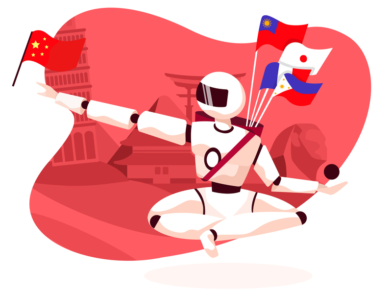 language bot bot chat country flag illustration robot ui ux vector web