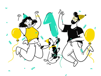 First Anniversary animation birthday birthday cake illustration illustration agency ui