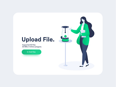 Upload File 3d app design girl illustration printer ui ux web