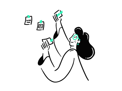 Sticky Notes design girl illustration office task to to do ui ux