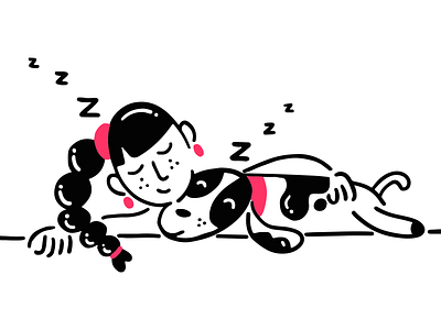 Sleeping Doggy dog girl illustration