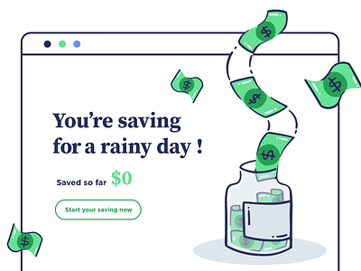 Start Saving app bank design icon illustration investment jar money rain save saving ui ux vector web