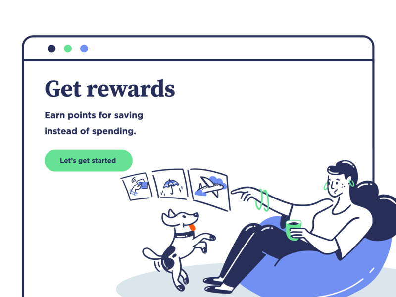 Get Rewards design dog girl icon illustration mobile office ui ux vector web