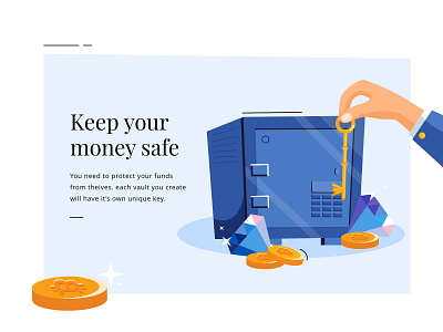 keep your money safe app bank bitpay boy coin design icon illustration key men mobile money office safe ui ux vault vector web