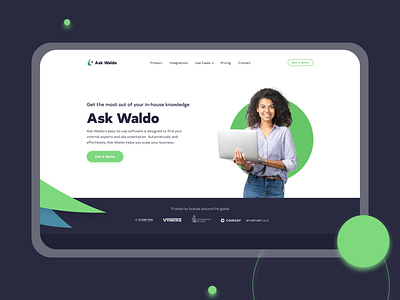 Ask-Waldo redesign blue branding design graphic design green knowledge logo mobile responsive startup ui waldo webdesign wordpress