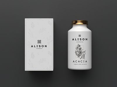 Alison Cosmetics branding alison bio bottle box branding care cosmetics design extract gold logo mark minimalistic organic packaging pattern plants product quality skin