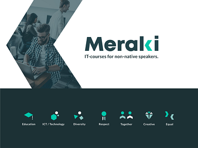 Meraki Logo branding design development green iconography identity logo