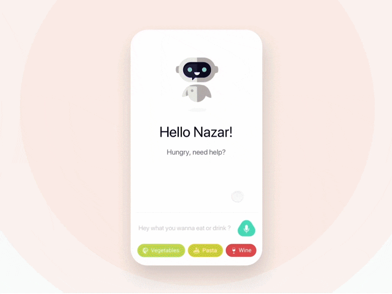 Kitchen chatbot concept ai animation bot ai chat kitchen mobile ui ux