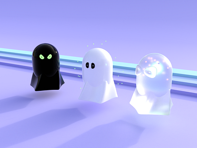 Ghost project 3d cute design easy illustration photon rebound render vectary