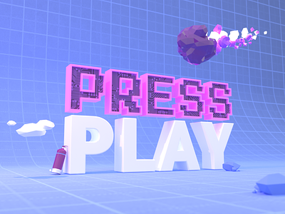 Press Play - Free 3D Template 3d branding cute design easy illustration lowpoly photon render vectary