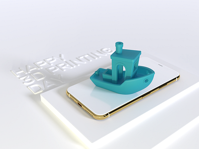 Happy 3D Printing Day 3d benchy design gold iphone photon render software stl texture vectary white