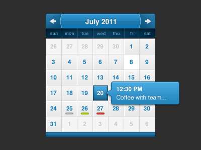 Calendar Widget blue calendar date picker widget