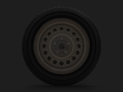 Stolen Hubcap dark hubcap rim rust texture tire wheel