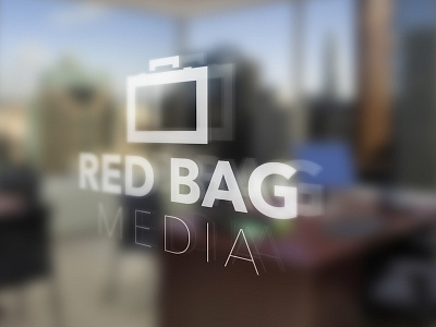 Red BAG Media Glass Window Sign brand branding brett garwood design glass identity logo philadelphia philly red bag media sign window