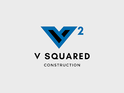 V Squared Construction branding company construction identity logo squared typography v