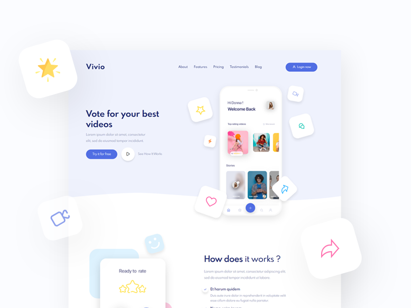 Vivio Landing Page Template by Design-Grapah MA on Dribbble