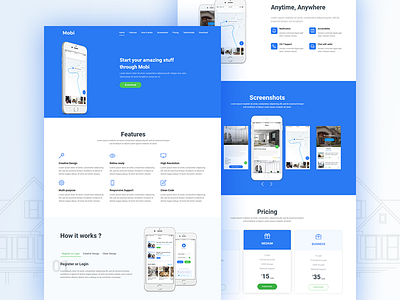 App landing page design ui landing page design one page app design real estate web design