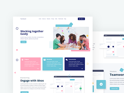 Teamboard Template app app ui design landing page ui