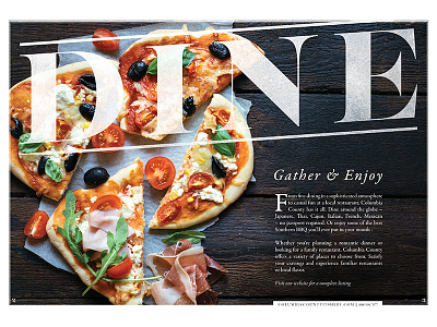 D I N E dine dining food guide layout print spread travel typography
