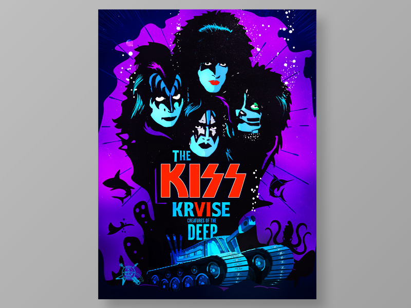 KISS Kruise illustration sea rock show rock poster octopus kiss fish cruise concert