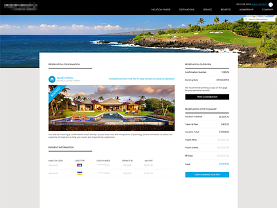 Travel Booking Confirmation Page travel ui