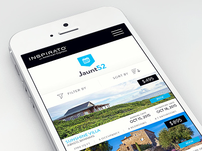 Luxury Destination Club Mobile Listing View booking destination filter homes iphone listing mobile search sort ui ux vacation