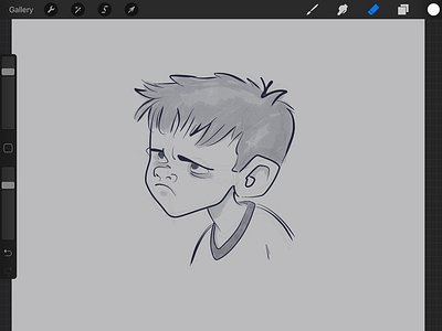 WIP - Irritated Kid boy character design illustration procreate sketch