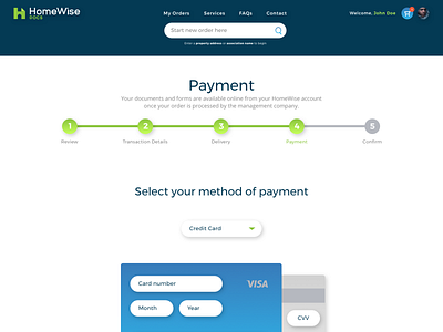 HomeWiseDocs - Place Your Order Sequence payment ui ui design ux design web design