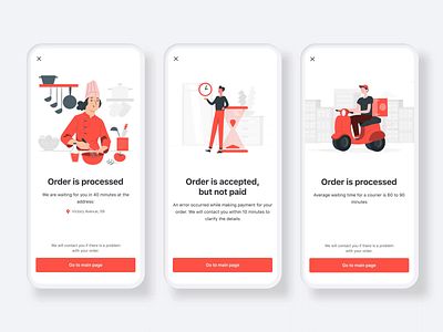Delivery Mobile App - Statuses Screens animation animation after effects animation design delivery app mobile app mobile app design mobile ui mobile ux motion product design user inteface