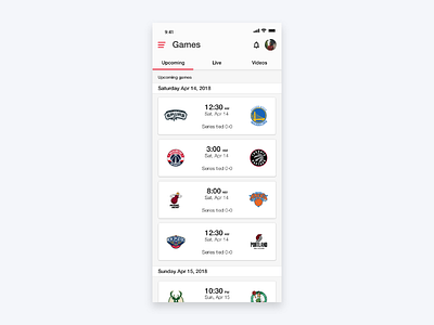 NBA App app basketball ios nba ui ux