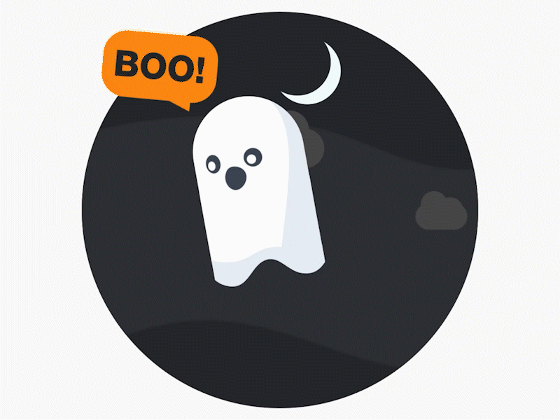 Ah! A Ghost! 2d 2d animation 2danimation adobe aftereffects boo clouds fly ghost ghosts halloween lottie motion design motiongraphics october phantom scary soul spirit spooky