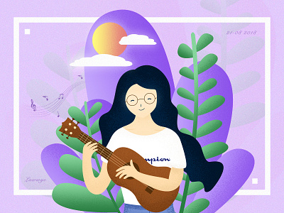 Ukulele girl girl illustration music ukulele