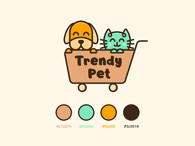 Trendy Pet - Logo Design cart cat dog logo online shop pet