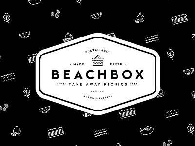 Beachbox Branding exploration badge beach black and white brand brand identity branding icon identity logo pattern picnic