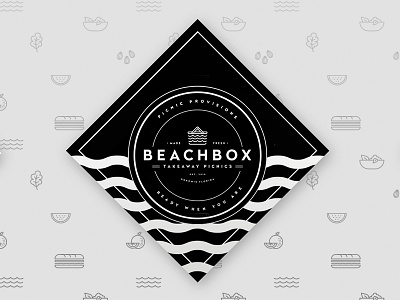 Beachbox Card badge beach black and white brand brand identity branding icon identity logo pattern picnic