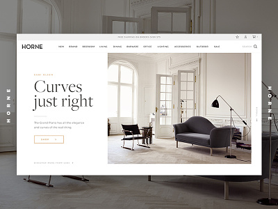 Horne Home Banner WIP banner classy ecommerce elegant furniture minimal shop shopify site store ui web design