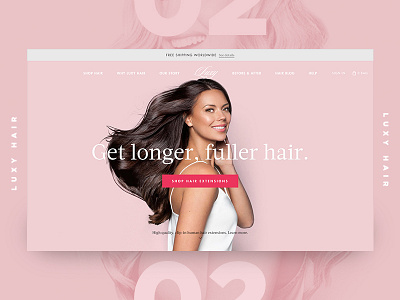 Luxy Feature banner classy ecommerce elegant hair minimal shop shopify store ui web web design