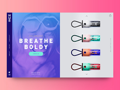 Hue Inhaler Website Concept banner beauty colorful duotone ecommerce product shop sidenav splitscreen ui web website