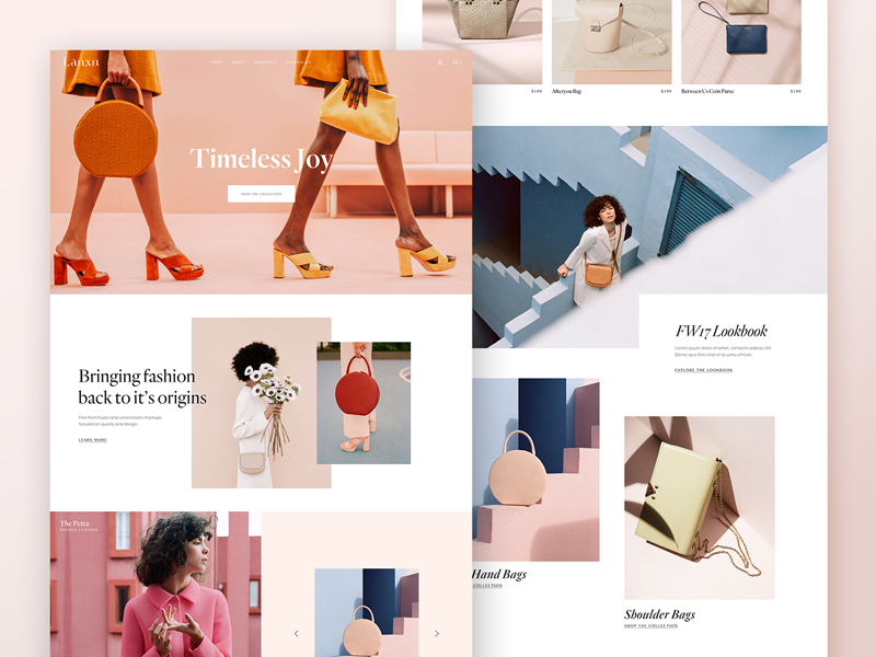 Leather Bag Shop Homepage by Kevin Cash on Dribbble