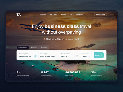 Travel agency home page screen search tickets travel travelling ui web