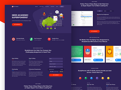 StudyHeroes landing page for educational project